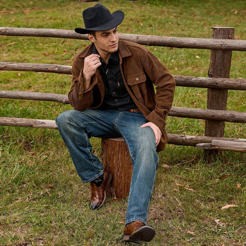 IUV Cowboy Boots Men Square Toe Western Boots Durable Classic Embroidered boot Pull On Slip Resistant Boot - Image 4